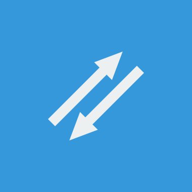 Mavi arka plan, beyaz anahat, büyük boy simgesi üzerinde ok simgesi