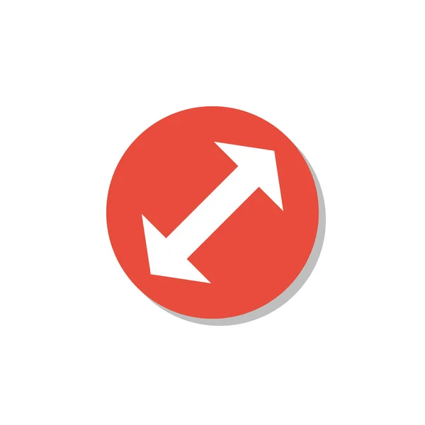 Icono de flecha, sobre fondo blanco, borde círculo rojo, contorno blanco — Archivo Imágenes Vectoriales