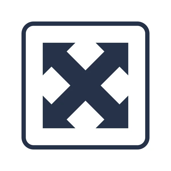 Pfeil-Symbol, auf weißem Hintergrund, abgerundeter Rechteckrand, blau — Stockvektor