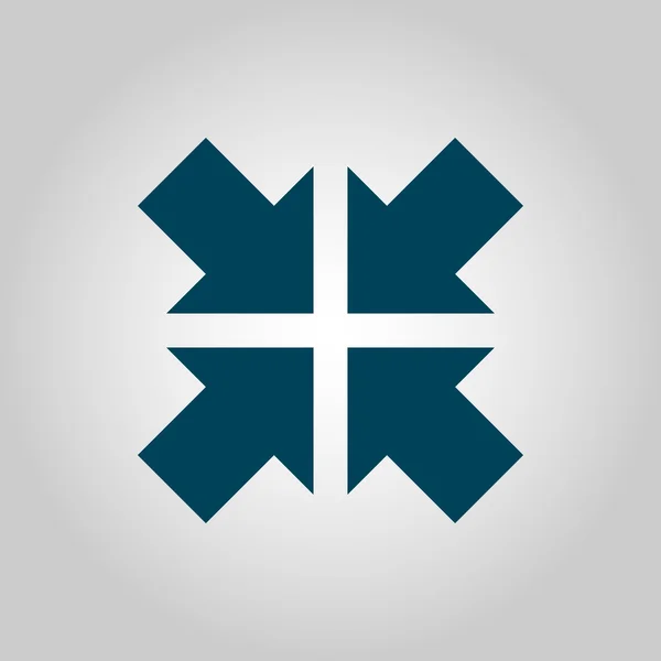 Nyíl ikonra a szürke háttér, kék körvonal, nagy méretű szimbólum — Stock Vector