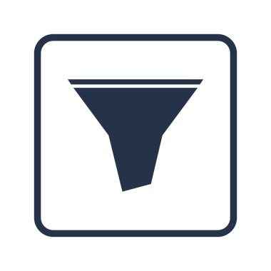 Dikdörtgen kenarlık, mavi beyaz arka plan üzerinde filtre simgesi yuvarlak