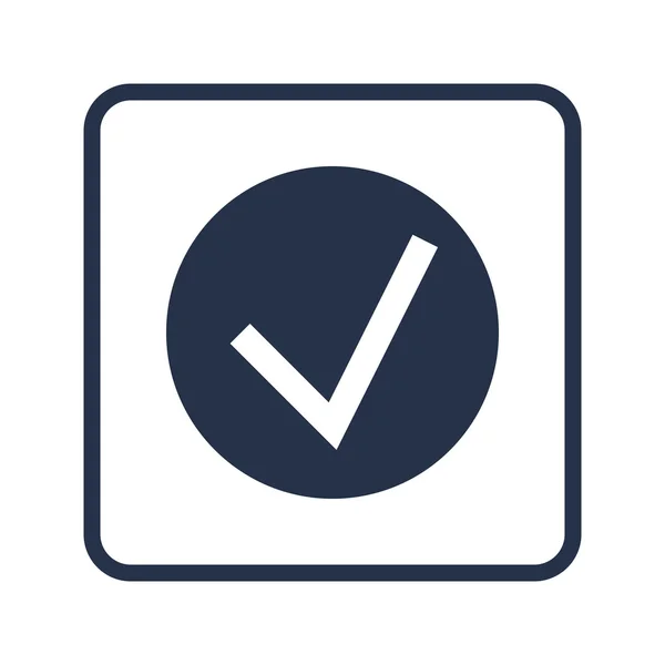 Ícone de aceitação, no fundo branco, borda retangular arredondada, azul — Vetor de Stock