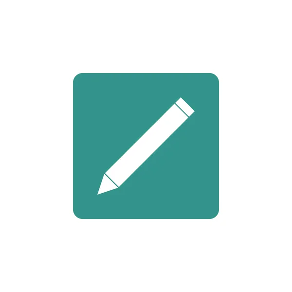 Bleistift-Symbol, auf grünem Rechteck-Hintergrund, weißer Umriss — Stockvektor