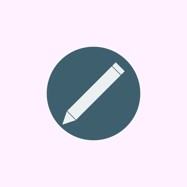 Mavi daire arka plan, beyaz anahat kalem simgesi — Stok Vektör