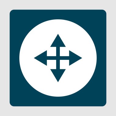 Mavi tarafından çevrili beyaz daire arka plan üzerinde ok simgesi