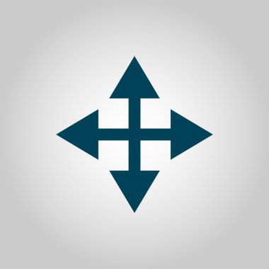 Gri arka plan, mavi anahat, büyük boy simgesi üzerinde ok simgesi