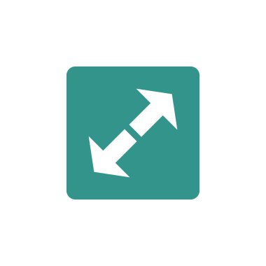 Ok simgesine yeşil dikdörtgen arka plan, beyaz anahat