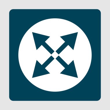 Mavi tarafından çevrili beyaz daire arka plan üzerinde ok simgesi