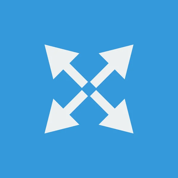 Nyíl ikon, a kék háttér, fehér körvonalas, nagy méretű szimbólum — Stock Vector