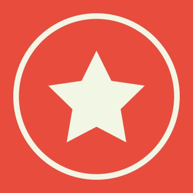 Beyaz kırmızı arka plan, beyaz daire sınırında favori simgesi