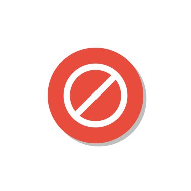 Beyaz arka plan, kırmızı daire sınır, hiçbir giriş simgesine beyaz