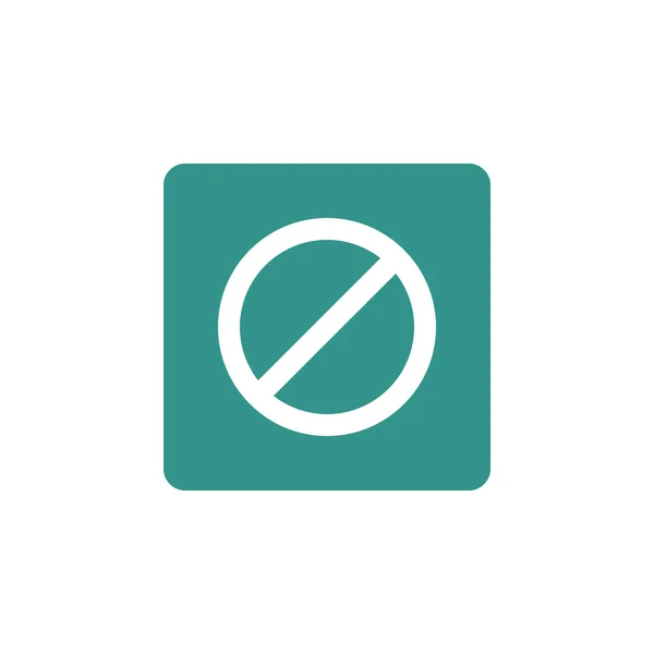 No entry icon, on green rectangle background, white outline — Stock Vector