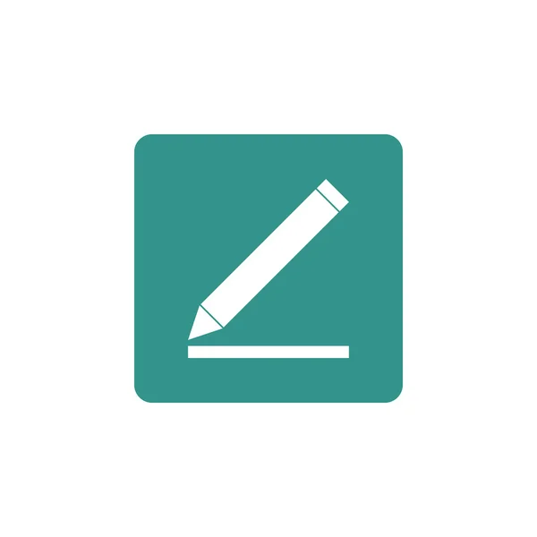 Ikona ołówka, na zarys zielony prostokąt tła, biały — Wektor stockowy
