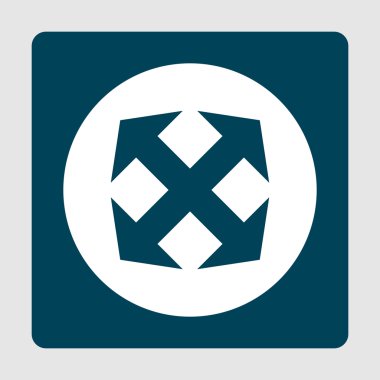 Mavi tarafından çevrili beyaz daire arka plan üzerinde ok simgesi