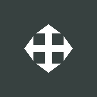 Koyu arka plan, beyaz anahat, büyük boy simgesi üzerinde ok simgesi