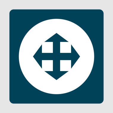 Mavi tarafından çevrili beyaz daire arka plan üzerinde ok simgesi