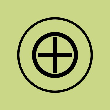 Artı simgesine yeşil arka plan, daire sınır, karanlık anahat