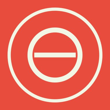 Eksi simgesi, kırmızı zemin üzerine beyaz daire sınır, beyaz outlin