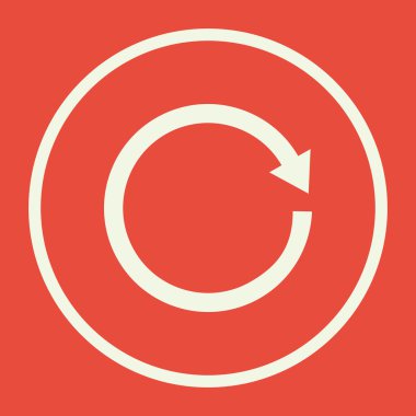 Simgesini, kırmızı arka plan, beyaz bir daire sınır, beyaz outli yeniden