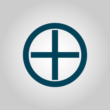 Artı simgesine gri arka plan, mavi anahat, büyük boy simgesi