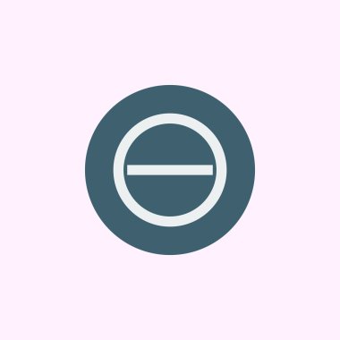 Minus icon, on blue circle background, white outline