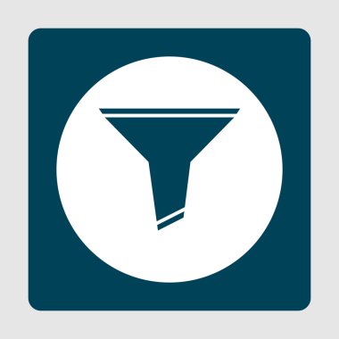 Mavi tarafından çevrili beyaz daire arka plan üzerinde filtre simgesi