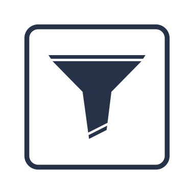 Dikdörtgen kenarlık, mavi beyaz arka plan üzerinde filtre simgesi yuvarlak