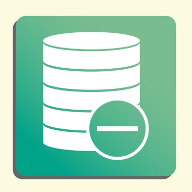 Veritabanı kaldırma simgesi, düğme stili yeşil arka plan, sarı ışık, gölge