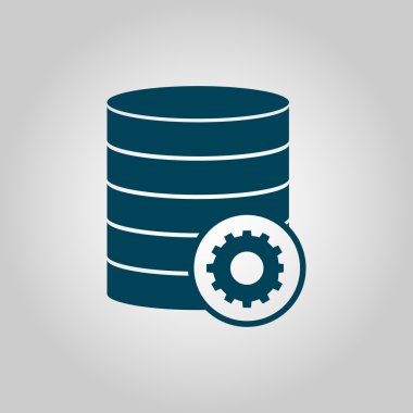 Veritabanı yapılandırma-gri arka plan, mavi anahat, büyük boy sembol üstünde kutsal kişilerin resmi