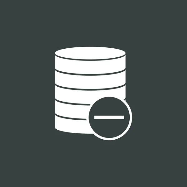 Ícone de remoção de banco de dados, no fundo escuro, contorno branco, símbolo de tamanho grande — Vetor de Stock