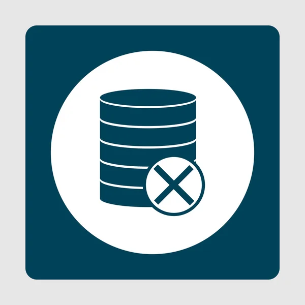 Ícone de cancelamento de banco de dados, em fundo círculo branco cercado por azul — Vetor de Stock
