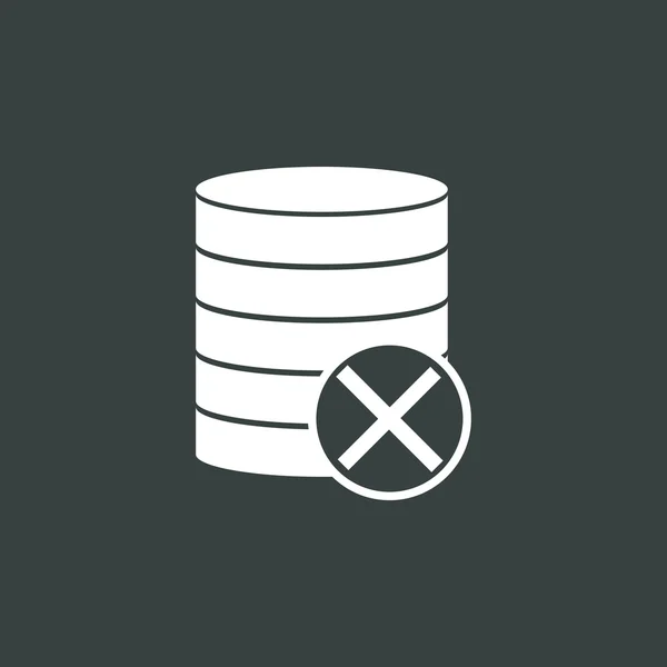 Ícone de cancelamento de banco de dados, no fundo escuro, contorno branco, símbolo de tamanho grande — Vetor de Stock