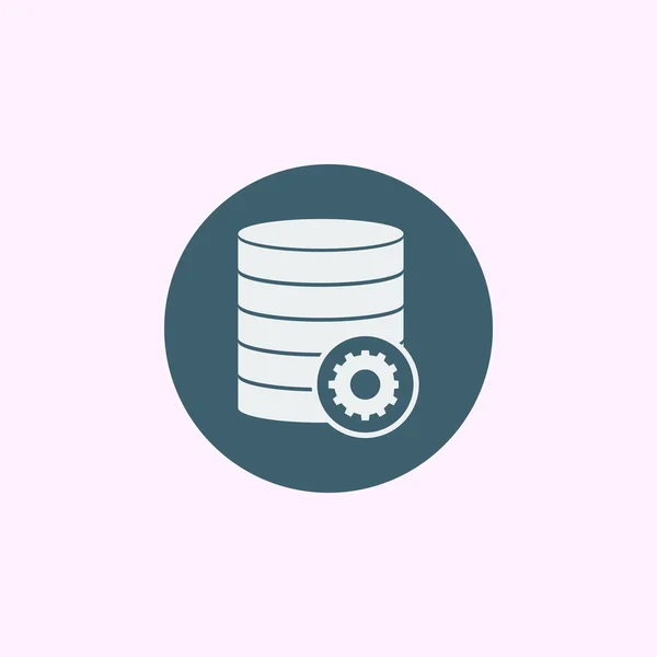 Icono de configuración de base de datos, sobre fondo de círculo azul, contorno blanco — Vector de stock