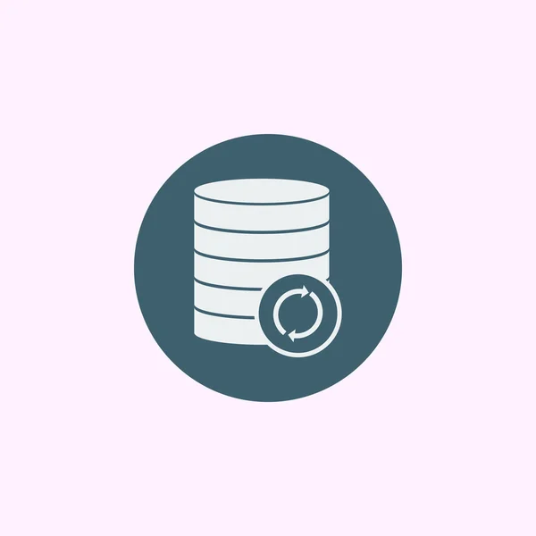 Database-reload pictogram, op blauwe cirkel achtergrond, witte omtrek — Stockvector