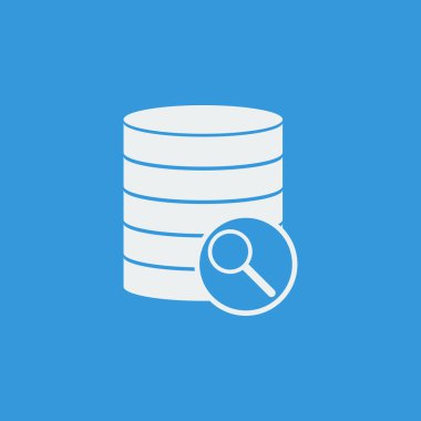 Veritabanı arama simgesi, mavi arka plan, beyaz anahat, büyük boyut simgesi