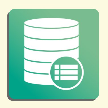 Veritabanı ayrıntıları simgesi, düğme stili yeşil arka plan, sarı ışık, gölge