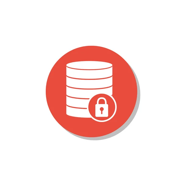 Database-lock icon, on white background, red circle border, white outline — Stock Vector