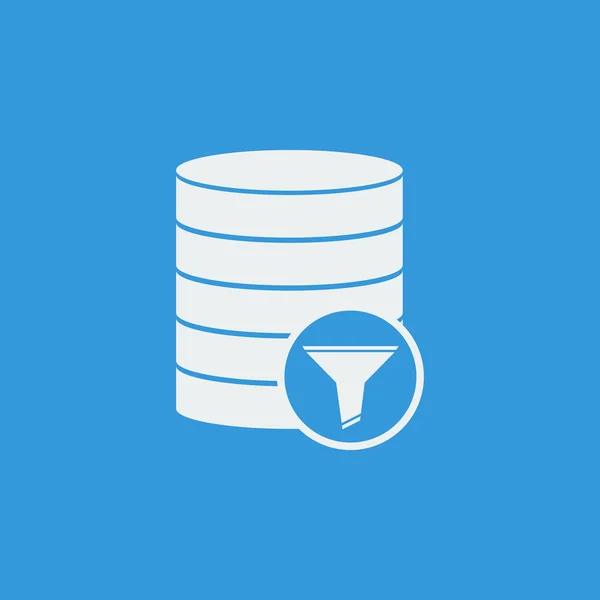 Database-filter icon, on blue background, white outline, large size symbol — Stock Vector