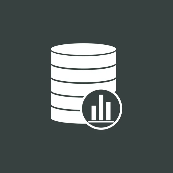 Ícone de estatísticas de banco de dados, no fundo escuro, contorno branco, símbolo de tamanho grande — Vetor de Stock