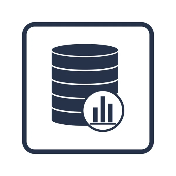 Ícone de estatísticas de banco de dados, no fundo branco, borda retangular arredondada, contorno azul — Vetor de Stock