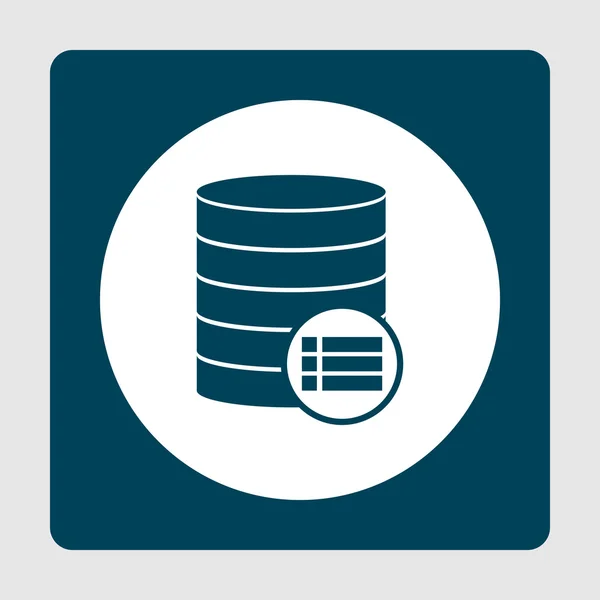Datenbank-Details-Symbol, auf weißem Kreishintergrund umgeben von blauem Hintergrund — Stockvektor