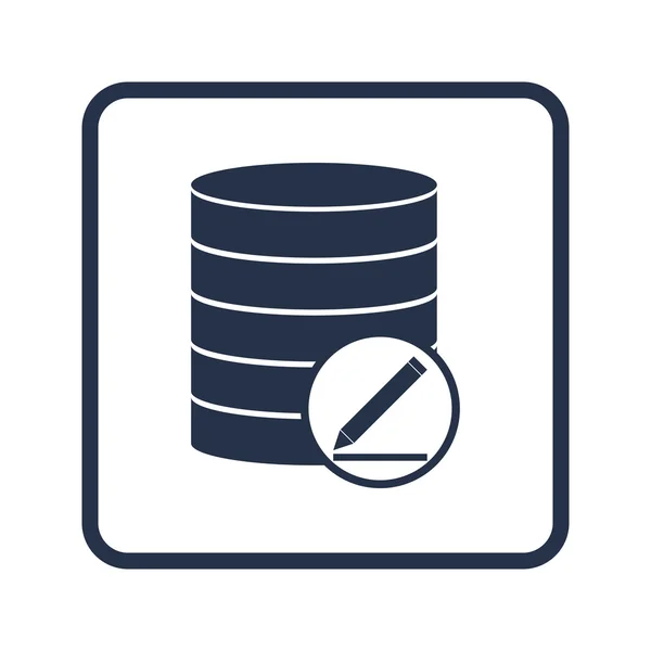 Database-modify icon, on white background, rounded rectangle border, blue outline — Stock Vector