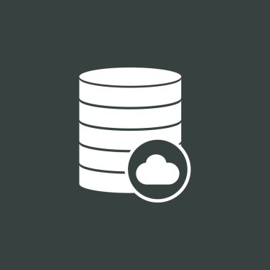 Database-cloud icon, on dark background, white outline, large size symbol