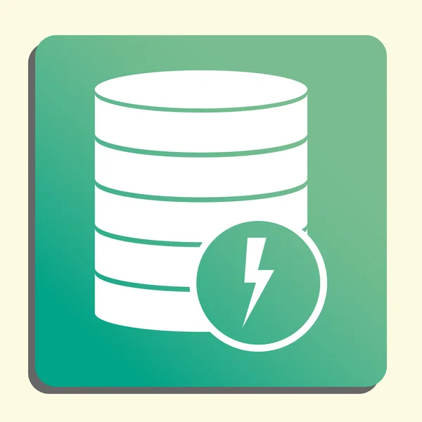 Datenbank-Power-Symbol, auf Knopfdruck grüner Hintergrund, gelbes Licht, Schatten — Stockvektor