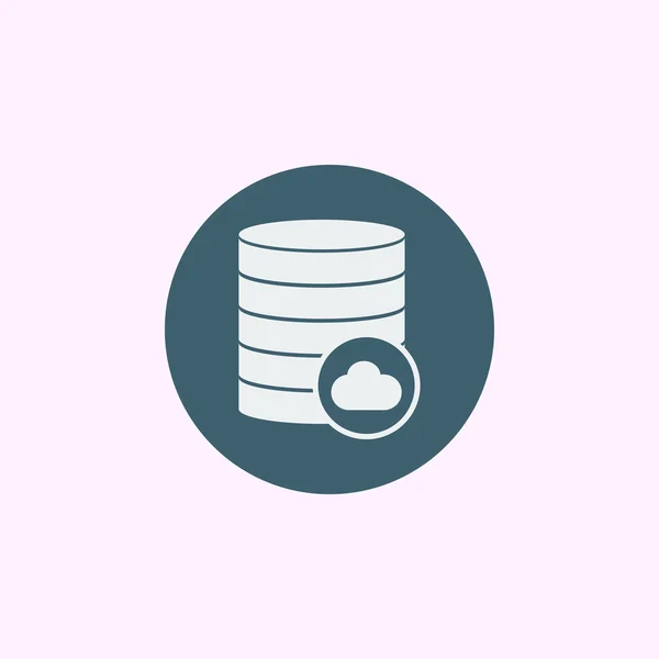 Database-cloud icon, on blue circle background, white outline — Stockvector