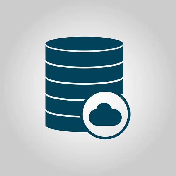 Datenbank-Cloud-Symbol, auf grauem Hintergrund, blauer Umriss, großes Symbol — Stockvektor