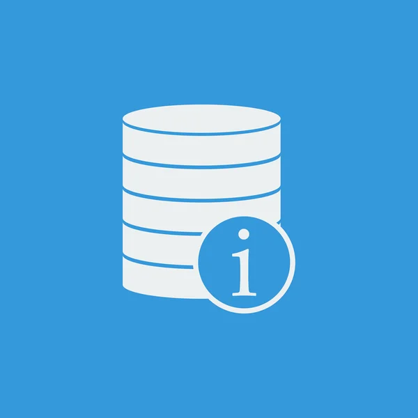 Database-info icon, on blue background, white outline, large size symbol — ストックベクタ