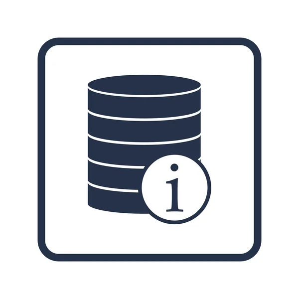 Icono de información de la base de datos, sobre fondo blanco, borde rectangular redondeado, contorno azul — Vector de stock