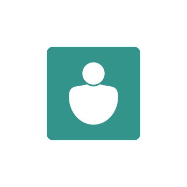 User icon, on green rectangle background, white outline