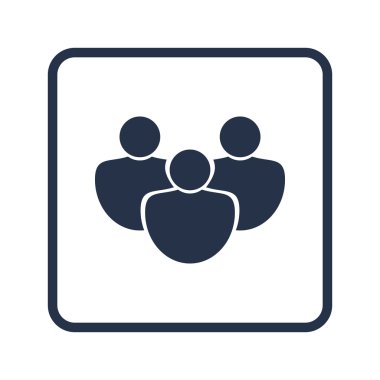 Kullanıcılar simgesi, beyaz arka plan, yuvarlak dikdörtgen kenarlık, mavi anahat